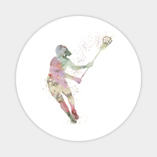 Girl Lacrosse Player | Watercolor Silhouette Sport Gift Magnet